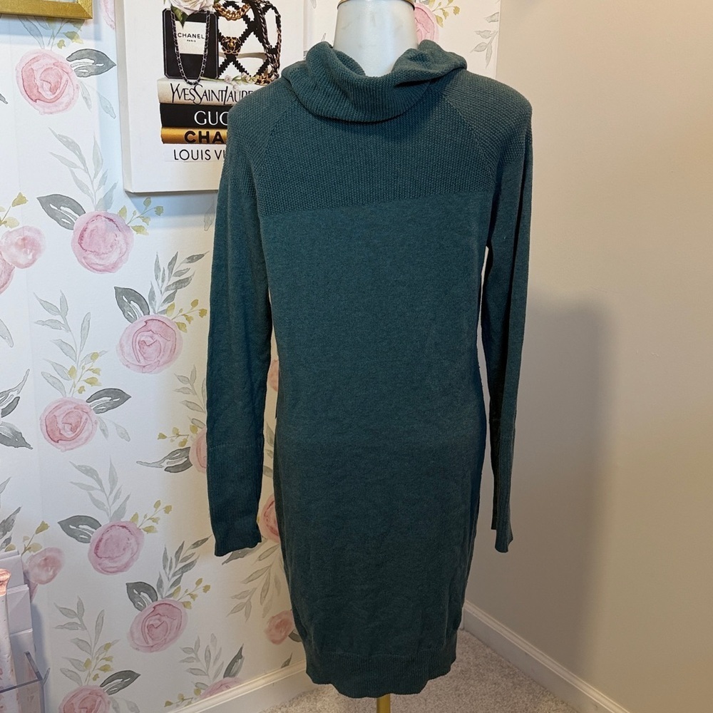 Artisan NY Womens Turtleneck Dress Size Small Aqua Blue Long Sleeve Long Knit - Picture 3 of 5